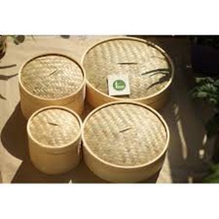 Mây tre- Lồng hấp tre xửng hấp tre bánh bao há cảo 1 tầng (1 lồng kèm đáy và nắp) -Tre HN