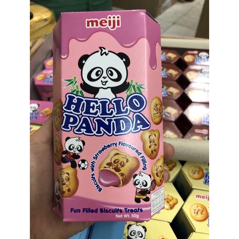 Bánh Gấu Hello Panda Meiji Nhân Kem hộp 50g (Sữa, Dâu, Socola)