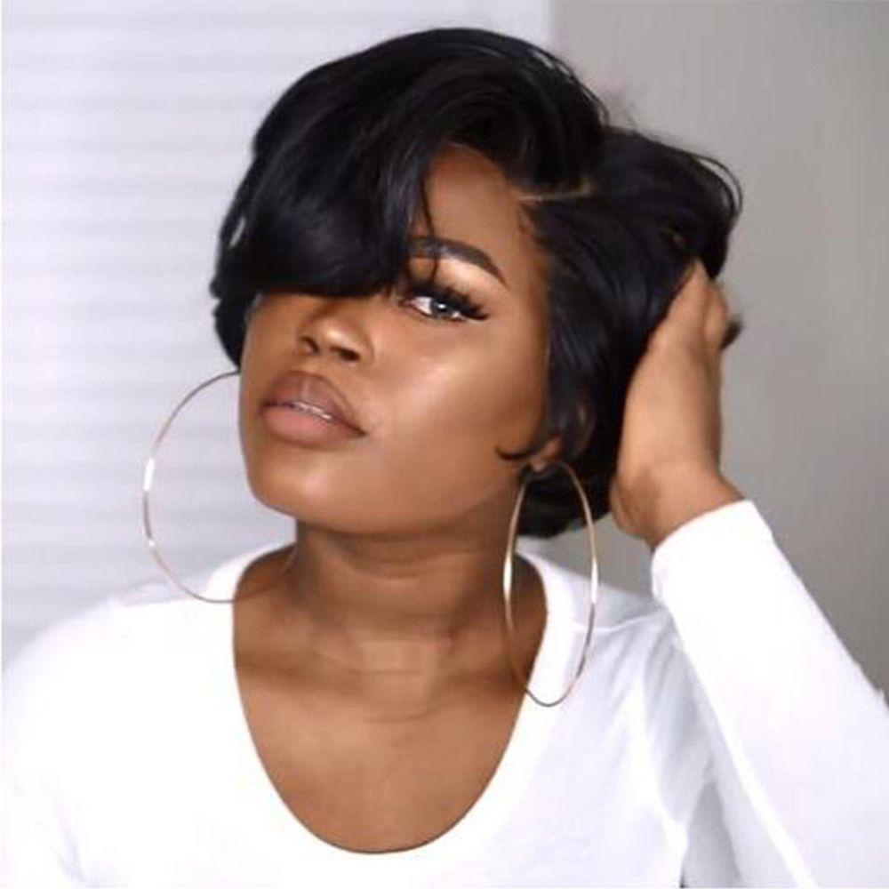 EXPEN Bộ Tóc Giả Bob Ngắn Thẳng Màu Đen Thời Trang Cho Nữ