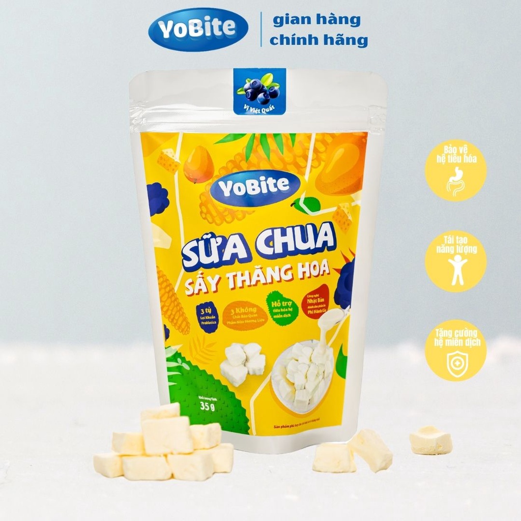 Sữa chua khô - Sữa chua sấy thăng hoa Yobite Vị Việt quất 35gr - Ăn dặm cho bé - Hỗ trợ tiêu hóa