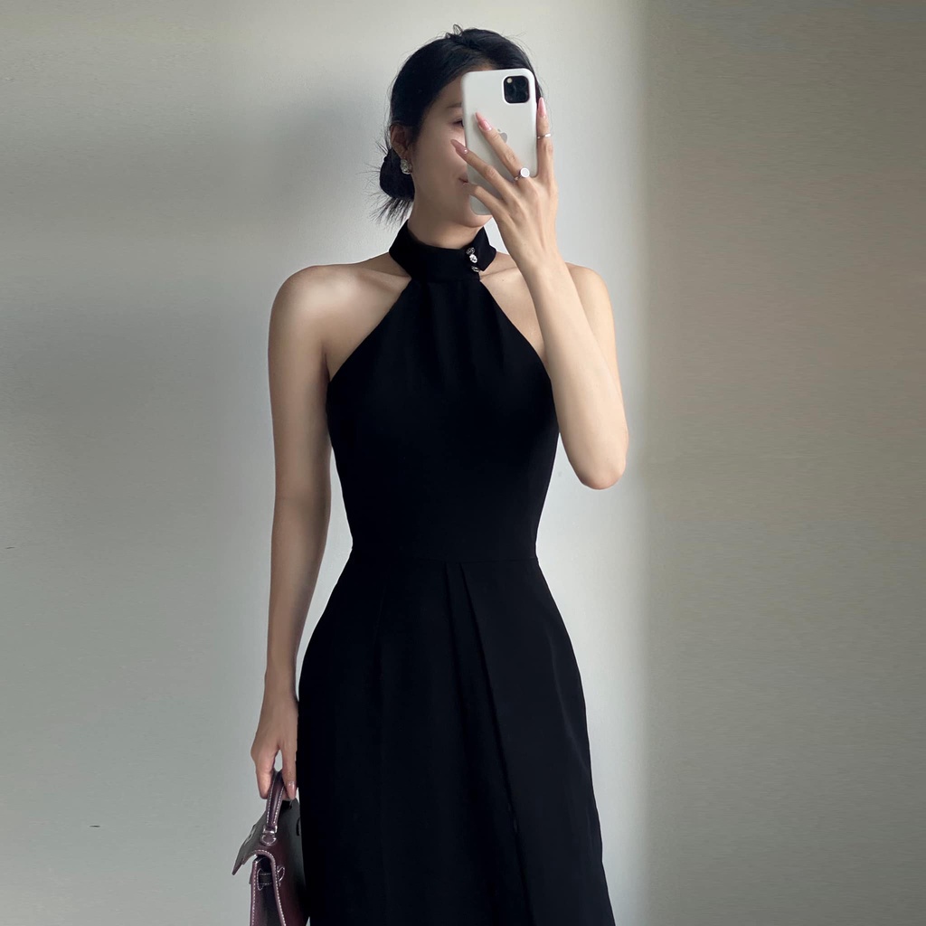 Đầm cổ yếm vạt chéo hở lưng thiết kế đi tiệc sang trọng - Bella