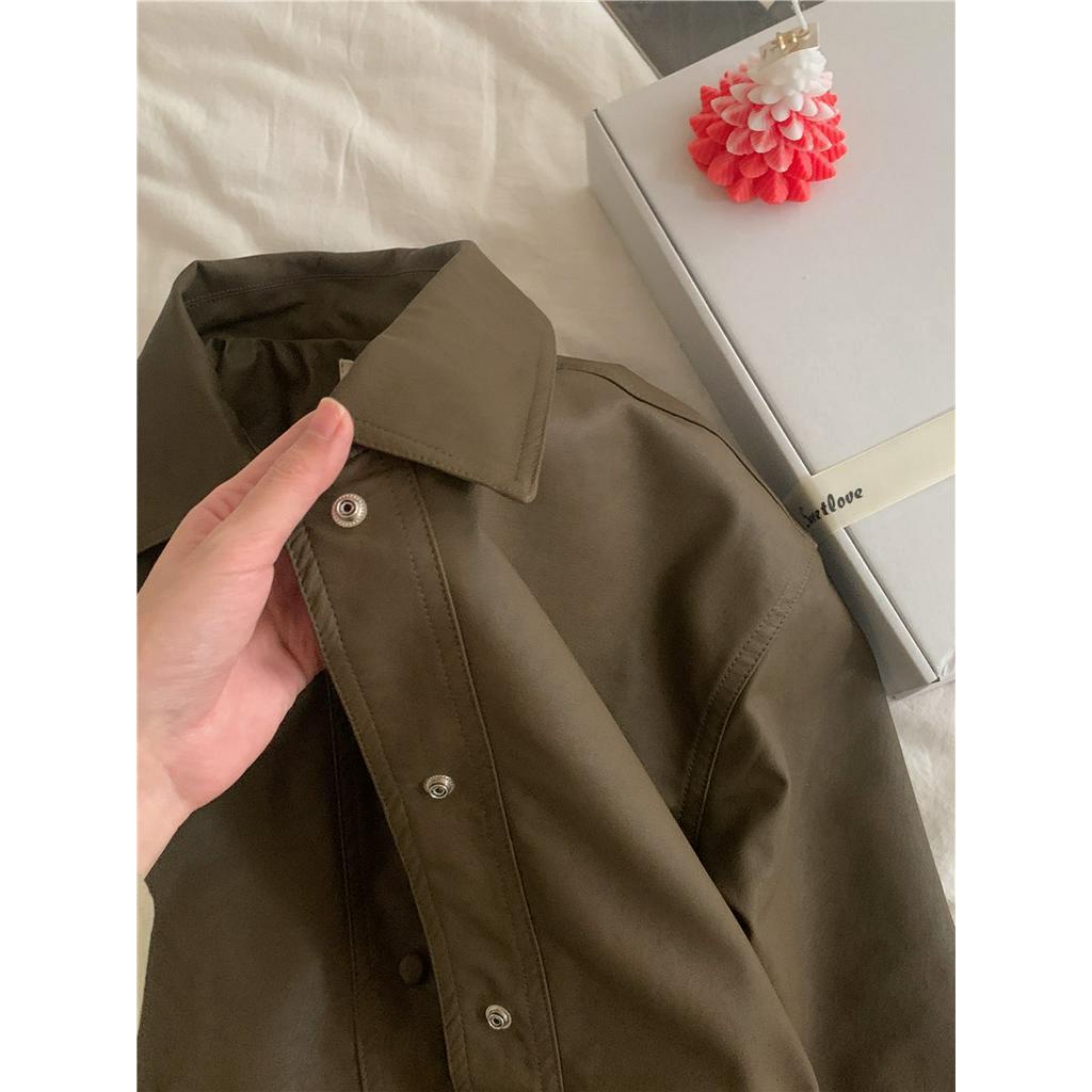 Áo Khoác Da Trơn Dài Tay Phong Cách Hàn Quốc Đơn Giản 61943 2 Màu Lựa Chọn