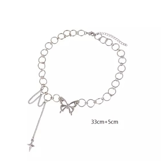 (MỚI) Vòng cổ hợp kim hình bướm đính đá xinh xắn