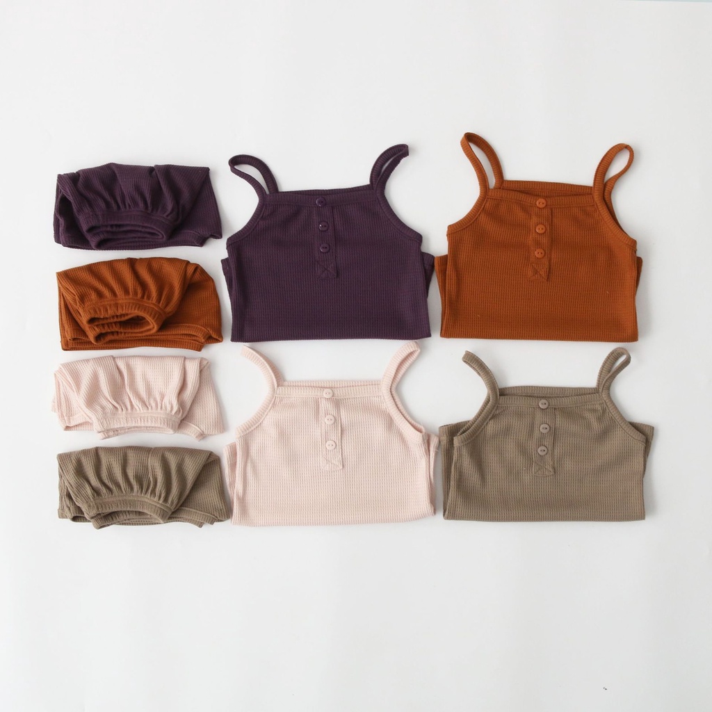 [PEEKABOO] BỘ HAI DÂY WAWA COTTON TỔ ONG CAO CẤP CHO BÉ GÁI