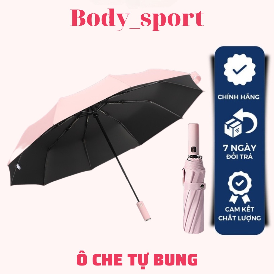 Ô dù che mưa đi nắng tự động xếp gấp gọn 12 nan chống UV cao cấp cho ô tô xe hơi nhiều màu Bodysport