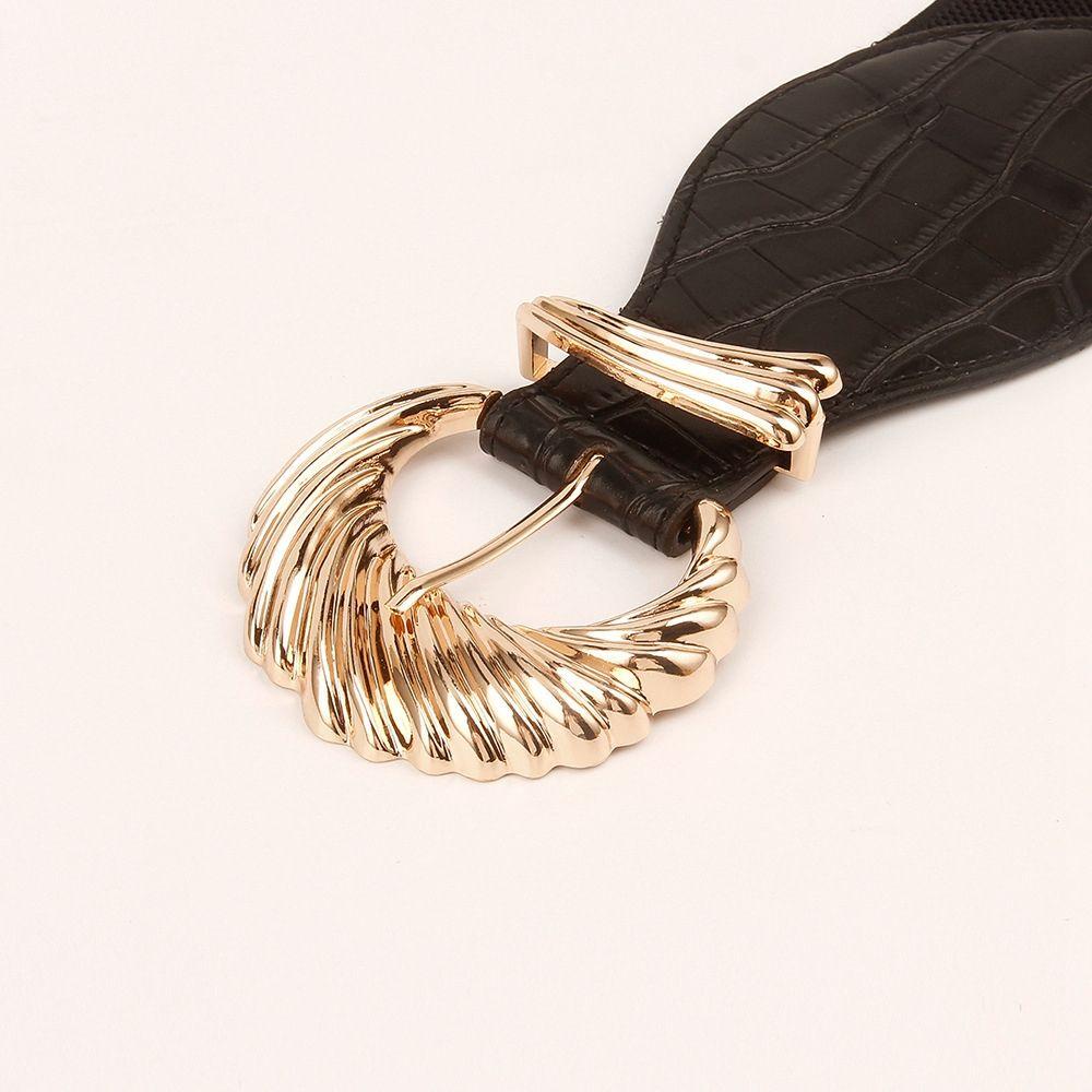 Thắt Lưng Nịt Bụng Co Giãn Khóa Kim Loại Tròn Kiểu Hàn Quốc Đơn Giản Cho Nữ