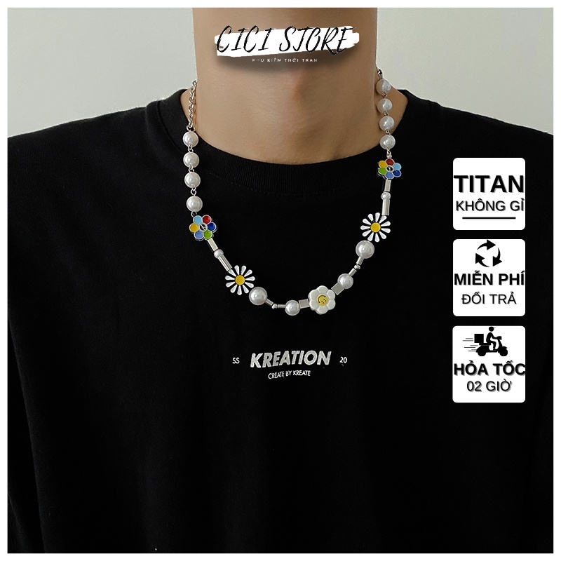 Dây Chuyền Mặt Cười Hoa Cúc Phong Cách Hiphop - Vòng Tay Mặt Cười Hoa Cúc Siêu Dễ Thương