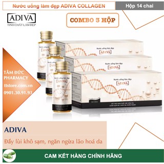 [COMBO 3 HỘP] ADIVA Collagen 14 chai dạng nước Giúp Da Căng Bóng, Tươi Trẻ