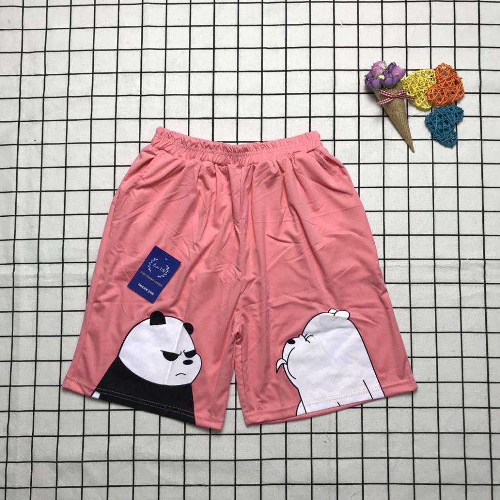 Quần Short Lửng Unisex In Hình Gấu Trúc Lapi VN ,Freesize Đến 70kg, Chất Thun Thể Thao Dày Dặn  ྇