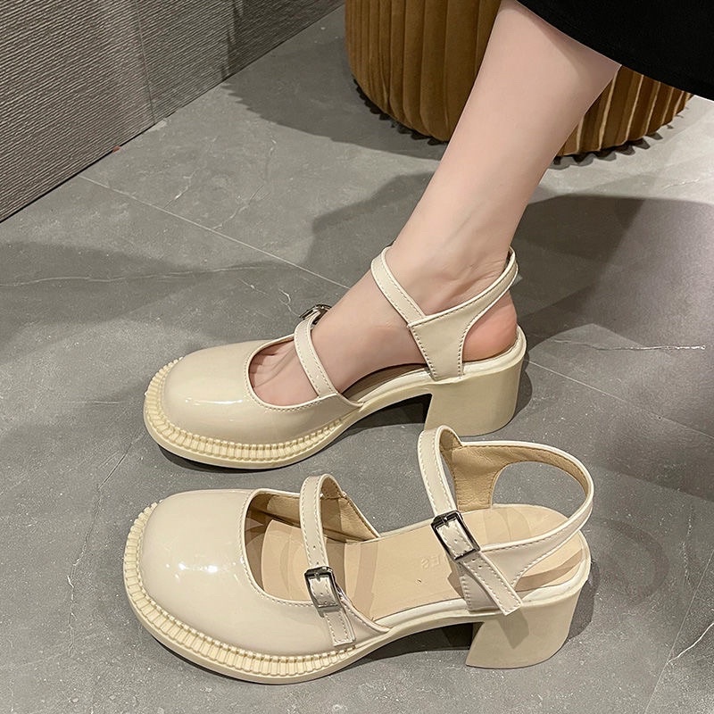 Giày Lolita Đế Cao Da Bóng Phong Cách Anh Quốc Hai Màu Đen Trắng