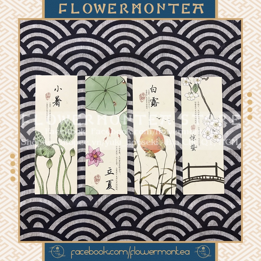 Set 6 Thẻ Đánh Dấu Sách | Bookmark Giấy FwMnT - 24 Tiết Khí