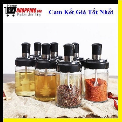 Hũ đựng gia vị thuỷ tinh Hũ gia vị kèm muỗng Lọ đựng gia vị