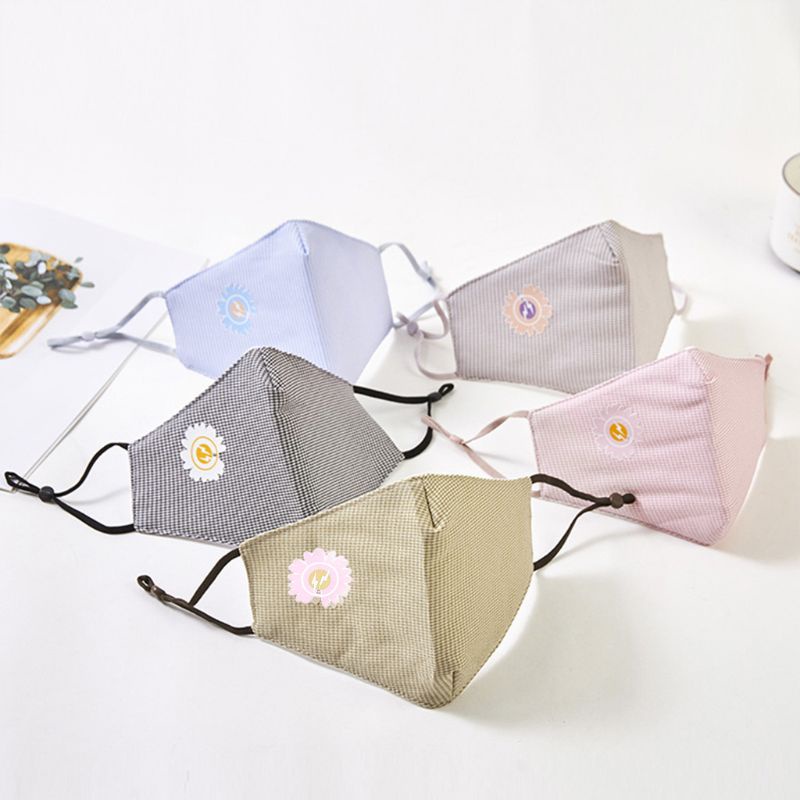 Khẩu Trang Cotton 3 Lớp Chống Bụi Họa Tiết Hoa Cúc Cho Nam Nữ Ốp