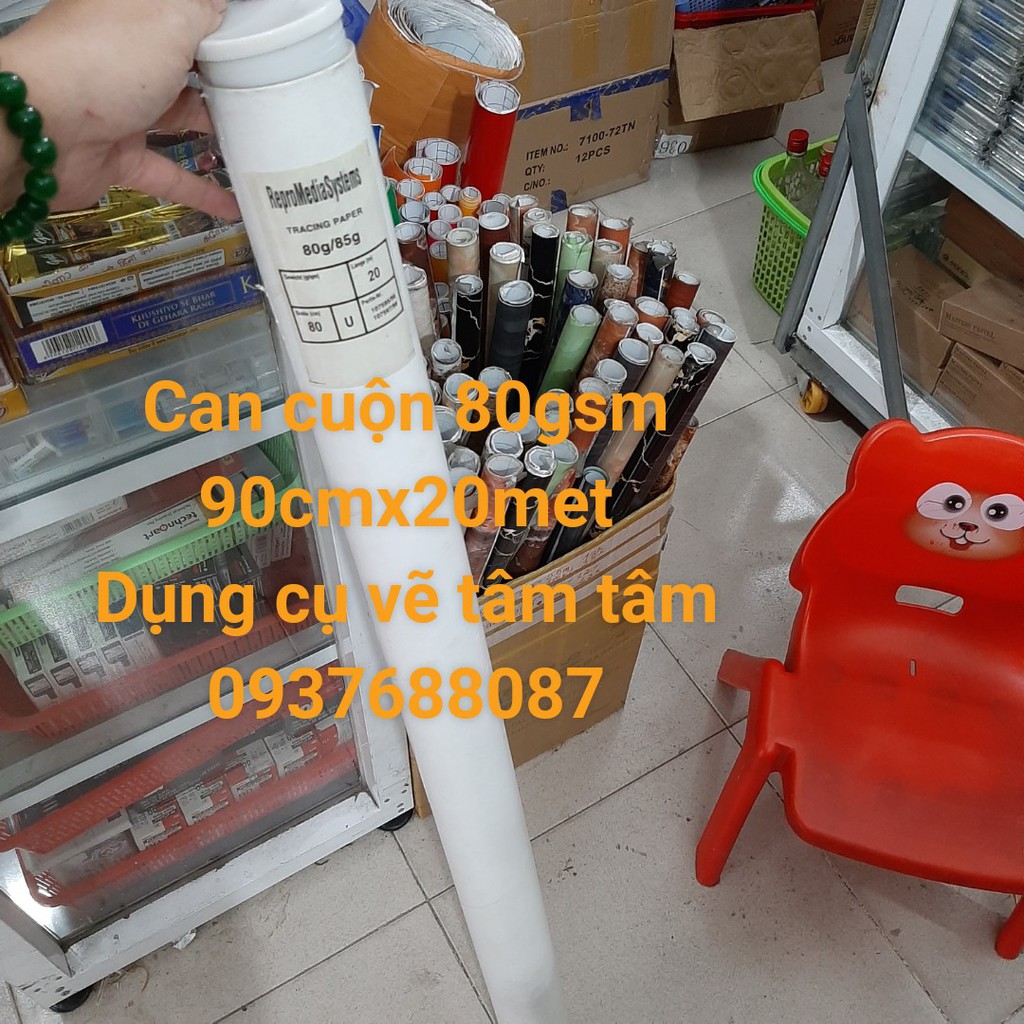 -Giấy can cuộn khổ lớn định lượng 83gsm/90gsm dài 20 mét-