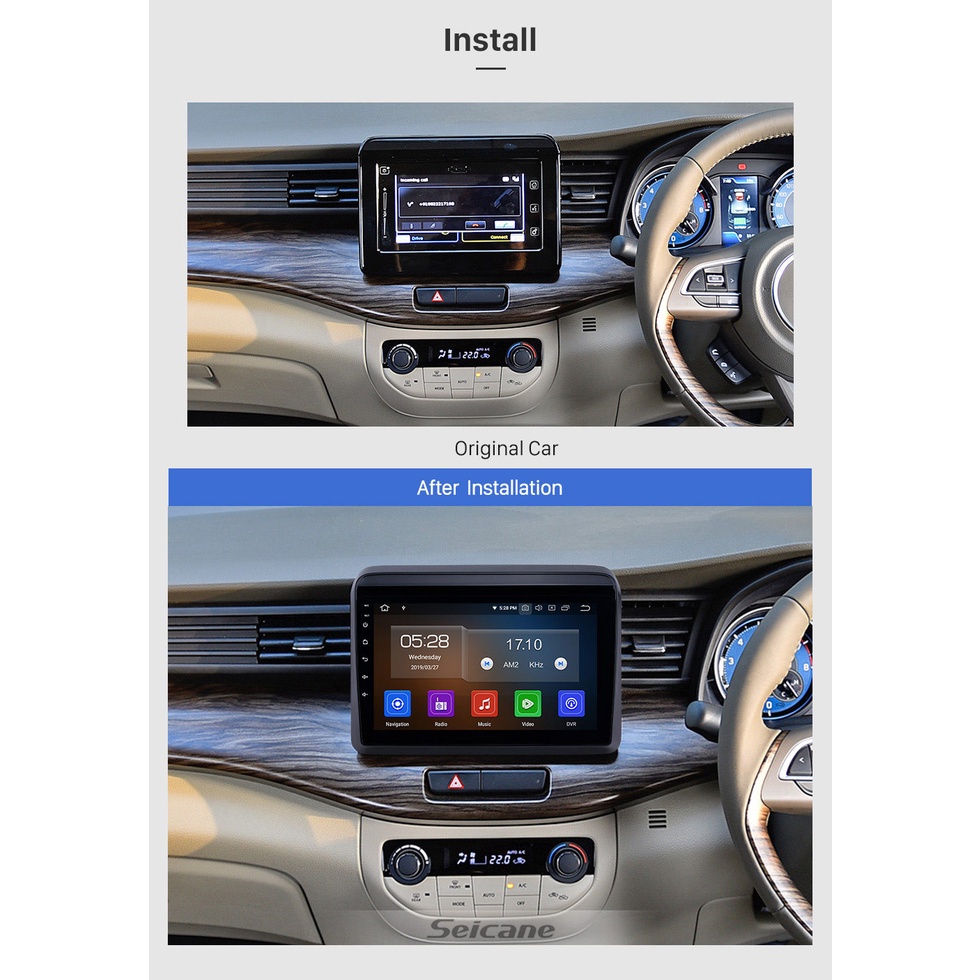 Mặt dưỡng màn hình DVD android 9” 10” SUZUKI ERTIGA 2011 2012 2013 2014 2015 2016 2017 2018 2019 2020 2021 Jack nguồn Zi