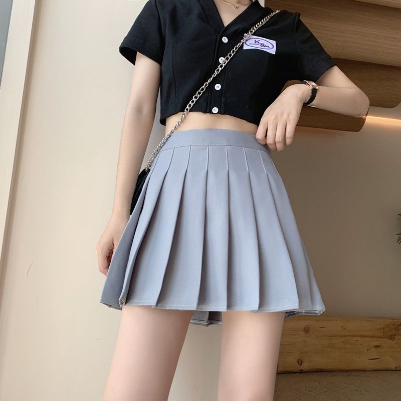 Chân váy ngắn IELGY lưng cao màu trơn thời trang mùa hè cho nữ