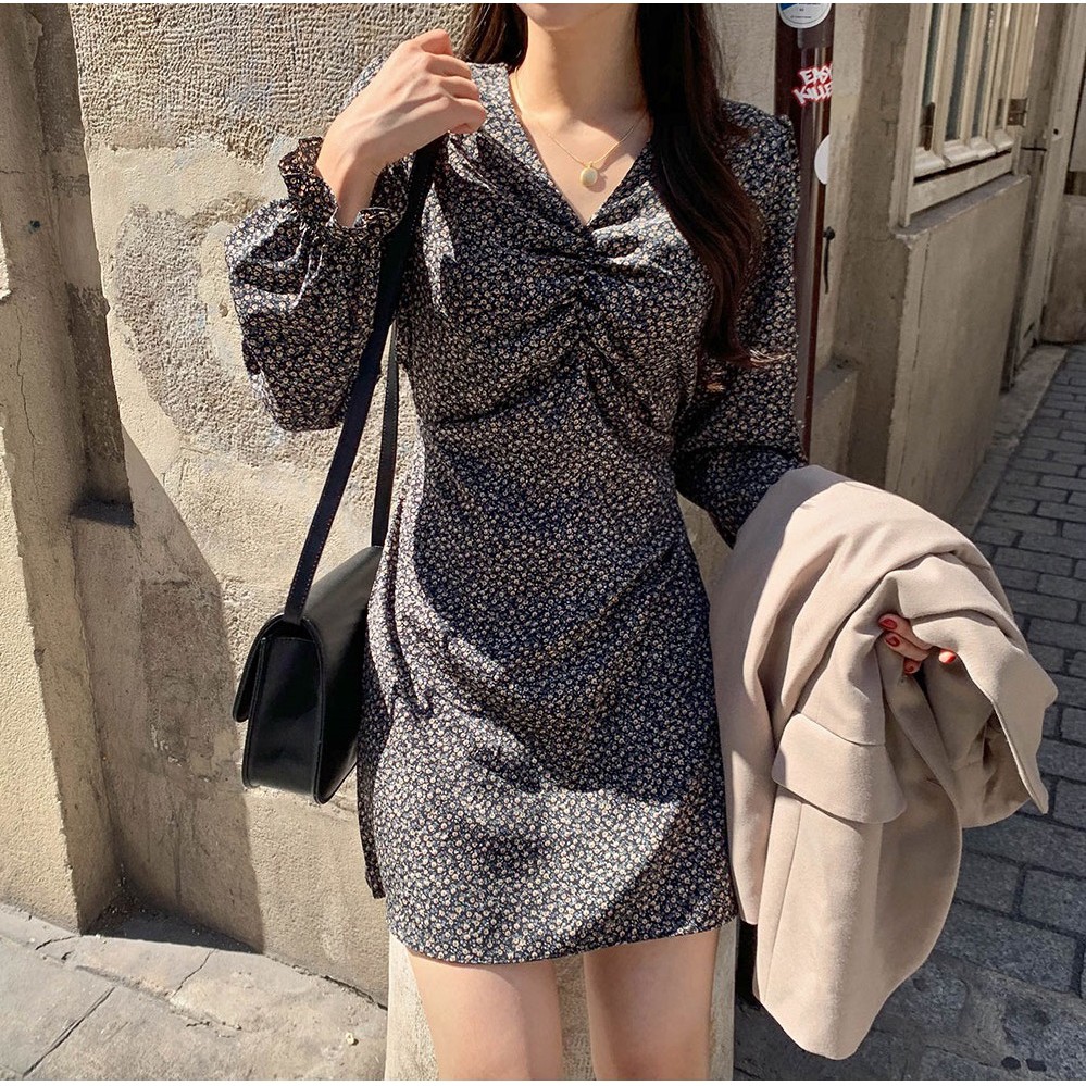 Đầm chữ a tay dài mini Emilyshop