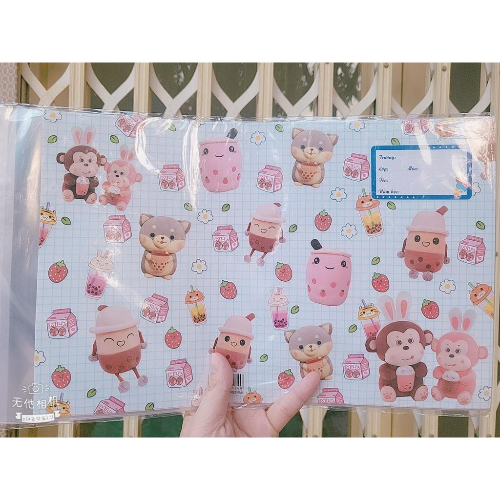 Set 10 Bìa Bao Tập Có Lồng Kiếng In Hình Dễ Thương