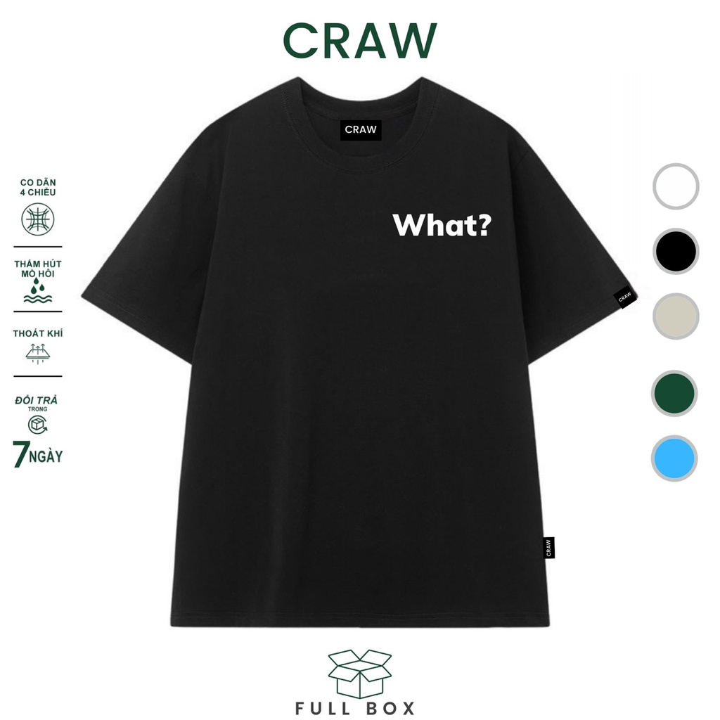 Áo thun tay lỡ CRAW phông unisex nam nữ vải coton mềm mịn, co dãn Oversize form rộng - 0023