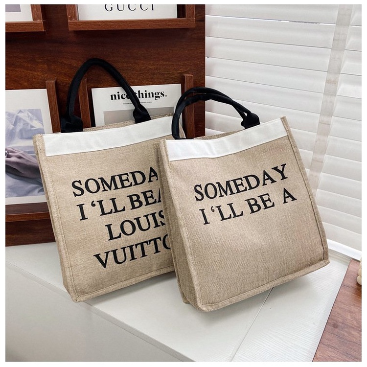 Túi cói in chữ Someday Louis hàng đẹp loại 1 đi biển du lịch đi chơi