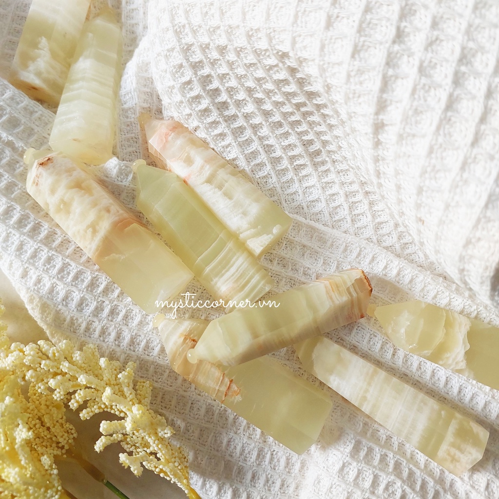 Trụ đá thanh tẩy Green Onyx - Trụ đá thanh tẩy Tarot, Reiki, Thiền Định, Đá Phong Thủy