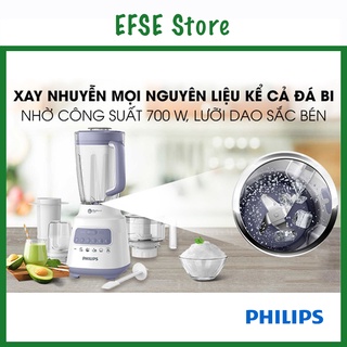 Máy xay sinh tố đa năng Philips HR2223/00 chính hãng - 3 cối xay tiện lợi - Dao cắt từ thép không gỉ
