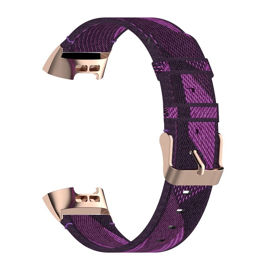 Dây Đeo Đồng Hồ Bằng Vải Denim Phối Đầu Thép Không Gỉ Thanh Lịch Thời Trang Cho Fitbit Charge 4/3/3 Se