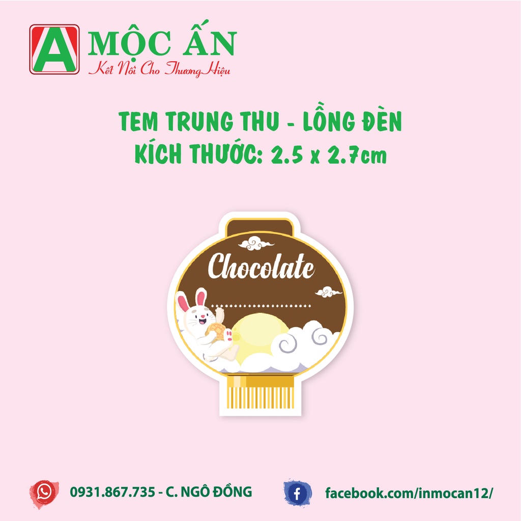 Tem Dán Nhân Bánh Trung Thu Hình Lồng Đèn, Hàng Sẵn, Dày Đẹp