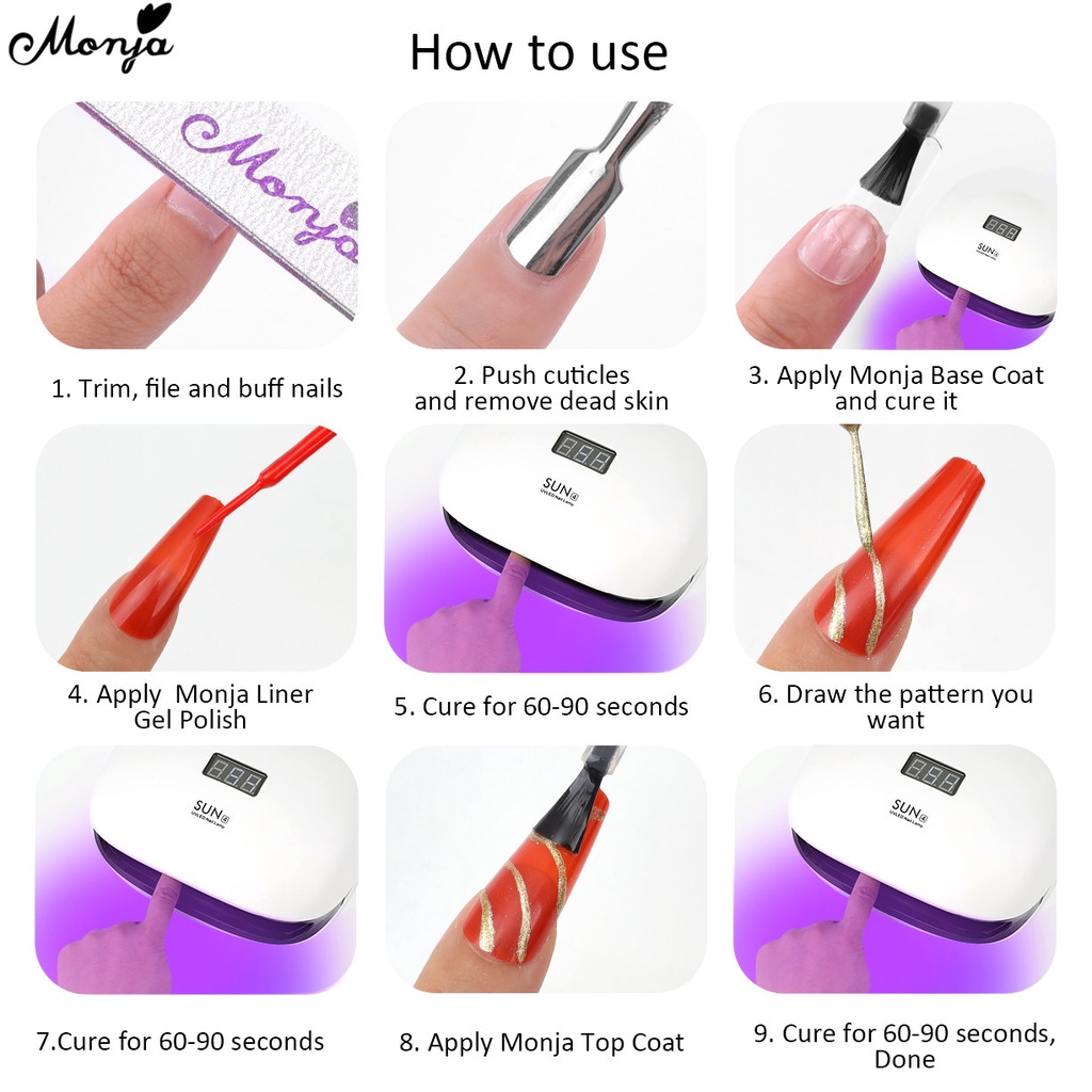 Sơn móng gel UV LED MONJA 8ml 12 màu sáng bóng