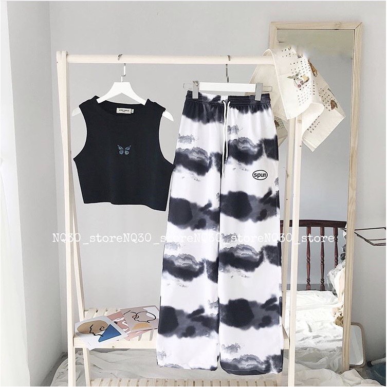 Áo croptop thun 3 lỗ thêu bướm siêu xinh AT21 | BigBuy360 - bigbuy360.vn