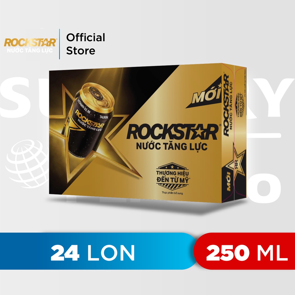 Thùng 24 Lon Nước Tăng Lực Rockstar (250ml/lon)