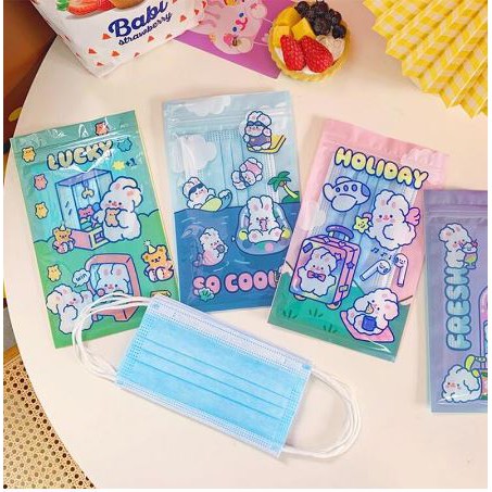 Túi đựng khẩu trang họa tiết thỏ hoạt hình dễ thương xinh xắn | BigBuy360 - bigbuy360.vn