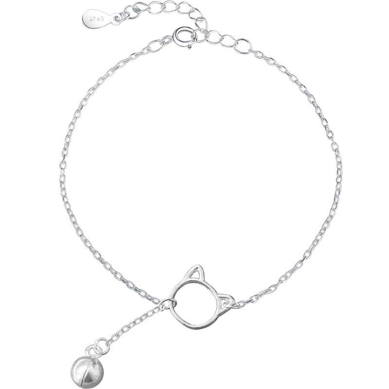 Vòng Tay Mạ Bạc Hình Mèo Xinh Xắn Dành Cho Nữ