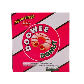 Bánh kem hương dâu Doowee Donut hộp 300g 10 cái