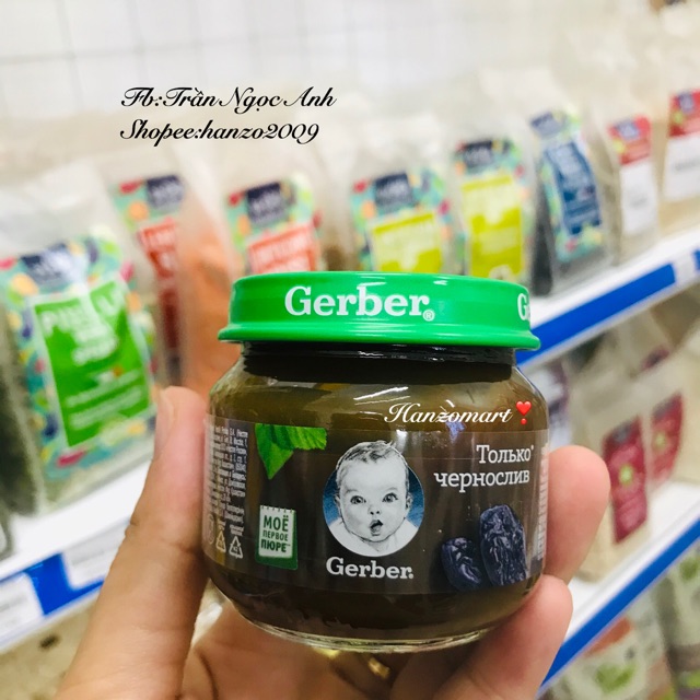 Mận đen nghiền Gerber Nga trị táo bón cho bé