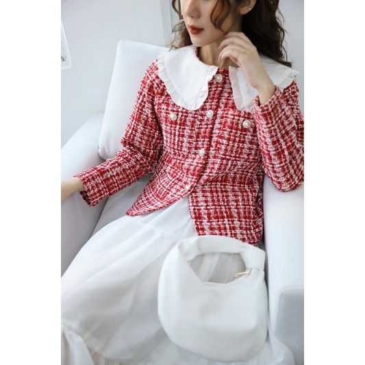 Áo Dạ Tweed Phối Cổ Trắng | BigBuy360 - bigbuy360.vn