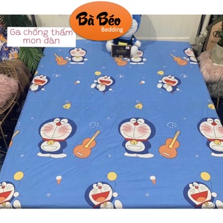 Ga Chống Thấm Cotton Hoạ Tiết Drap Cotton Kháng Khuẩn, An Toàn Cho Bé Mẫu DOREMON ĐÀN