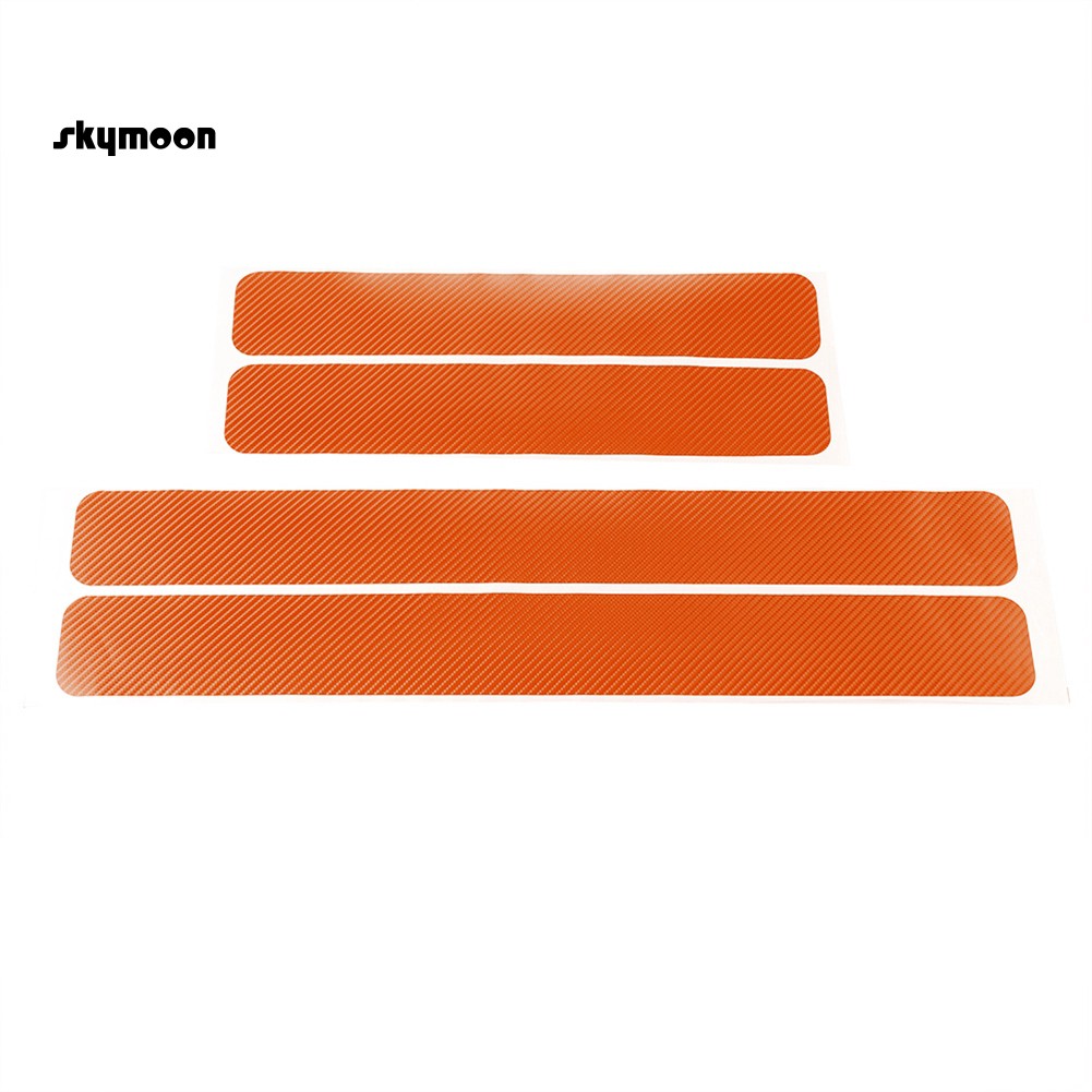Bộ 4 miếng dán ngưỡng cửa chống xước họa tiết sợi carbon 3D dành cho xe hơi
