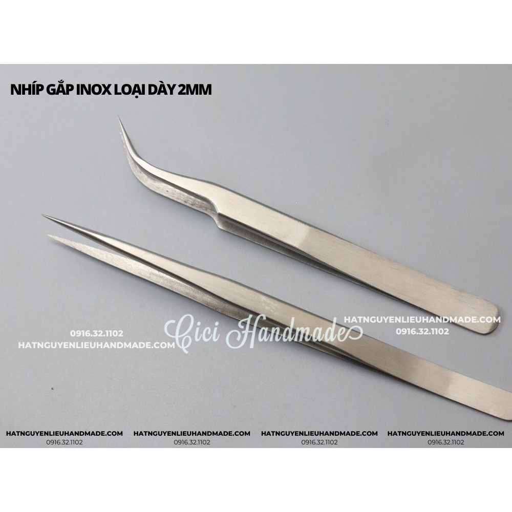 Nhíp gắp inox 2mm loại cao cấp loại dày dặn (nhíp thẳng và cong)