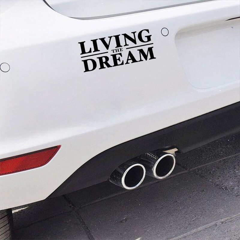 Đề can vinyl Living The Dream độc đáo trang trí xe hơi kích cỡ 15cmx6.3cm