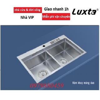 Chậu rửa chén cao cấp Luxta inox304 LC8046K-3.0, chậu dày 3mm, có lỗ dắt dao, chống ồn, bảo hành 05 năm