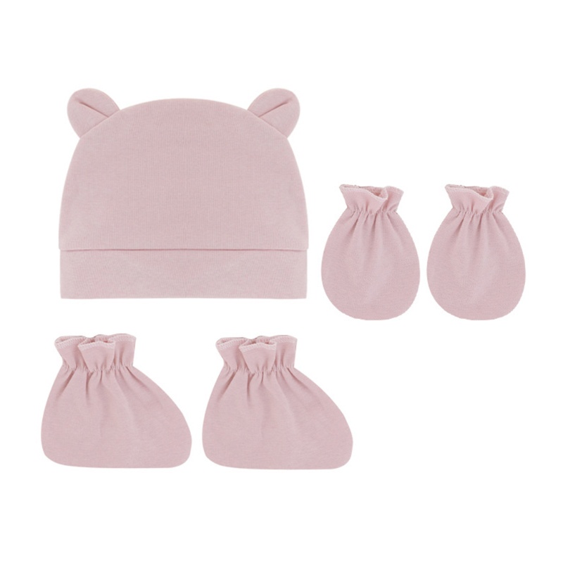 Bộ 3 Món Mũ + Găng Tay + Găng Tay + Găng Tay + Mũ Bằng Vải Cotton Mềm Màu Trơn Chống Trầy Xước Thời Trang Xuân Hè