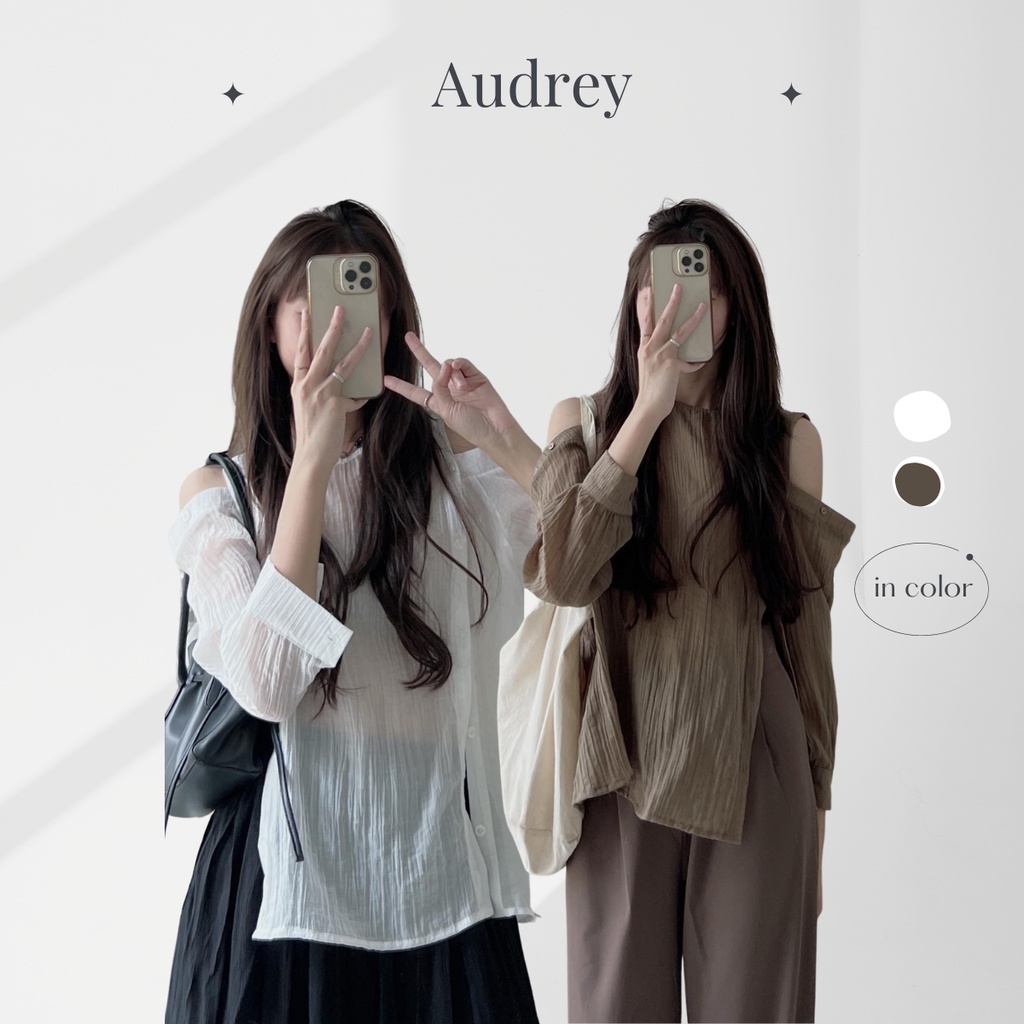 A566 Áo tơ khoét vai xẻ tà cổ tròn AUDREY