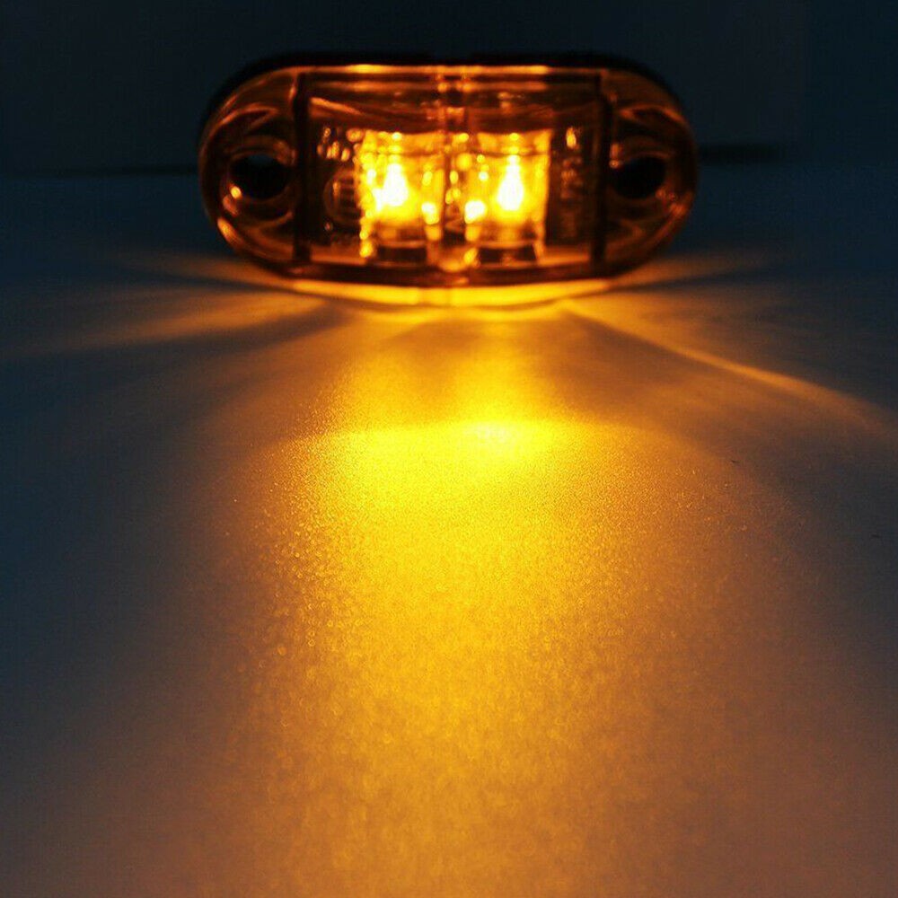 Set 10 Đèn Led 2 Bóng Hình Oval Màu Hổ Phách Gắn Hông Xe Tải