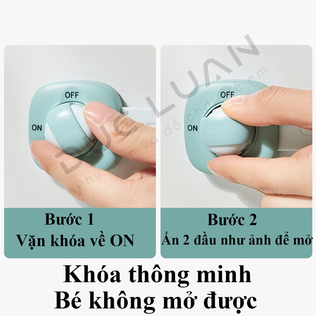 Khóa tủ lạnh bản cao cấp, thông minh - Khóa tủ, ngăn kéo giũ an toàn cho bé -Kep dán 3M