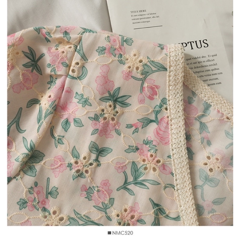 Áo sơ mi hoa nữ khuy cài DORIS, áo kiểu nữ ngắn tay cổ chữ V hàng Quảng Châu cao cấp siêu mềm mát | BigBuy360 - bigbuy360.vn