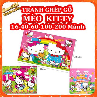 Tranh Xếp Hình Mèo Kitty 16 40 60 100 200 Mảnh Bằng Gỗ Ghép Hình