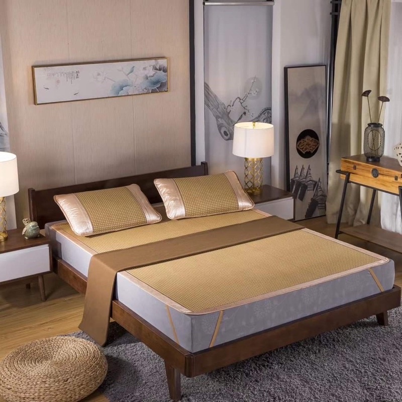 Chiếu Mây Điều Hoà Muji Nhật Bản Lót Lụa &lt;TẶNG KÈM 1 ĐÔI GỐI&gt;