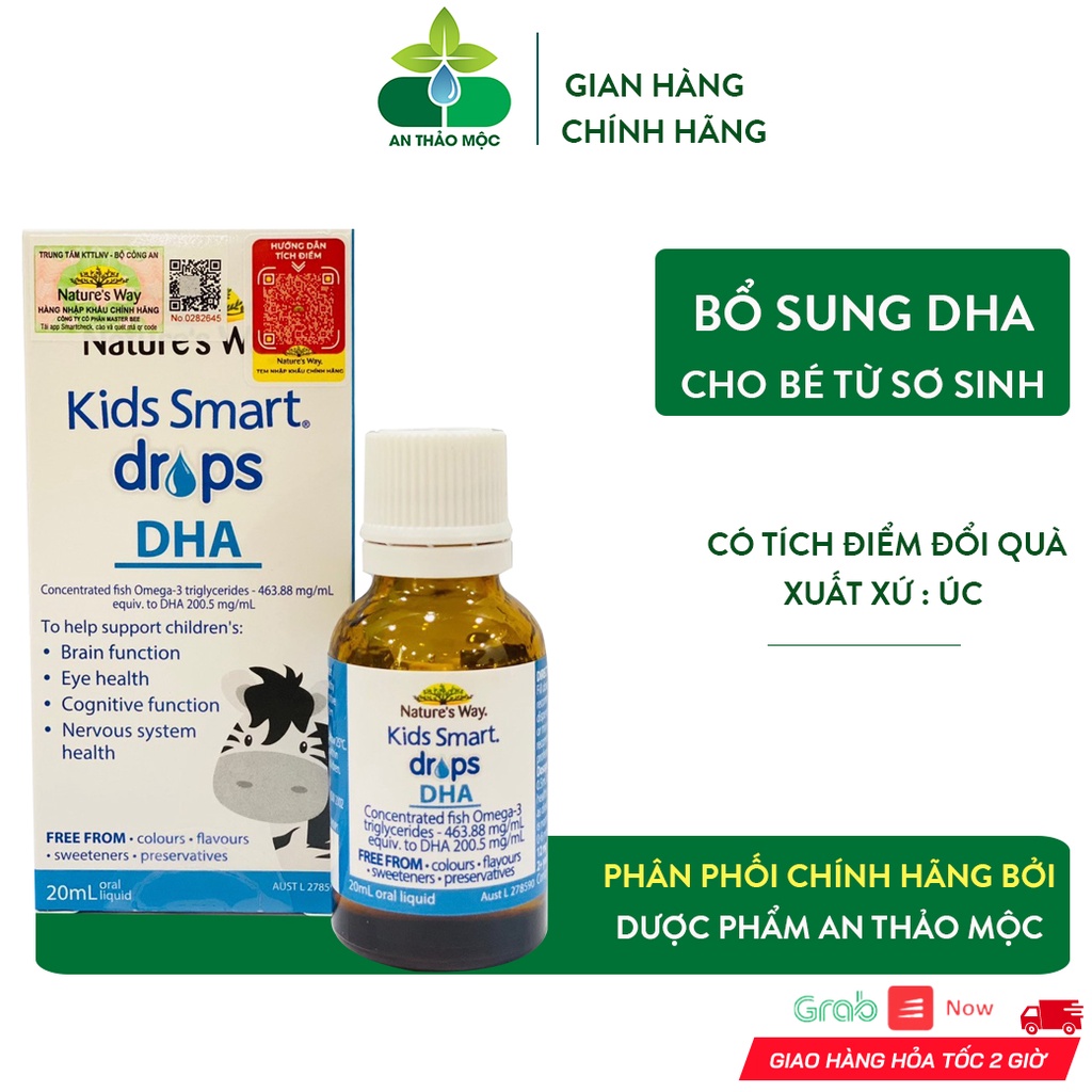 Nature's Way Kids Smart Drops DHA Giúp Bé Phát Triển Trí Não Thị Lực Từ Sơ Sinh