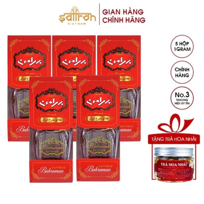 Combo 5 hộp Nhụy Hoa Nghệ Tây Saffron Bahraman 1gram/hộp Tặng Hoa Nhài 8 Gram ...